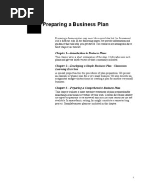 Preparing a Business Plan