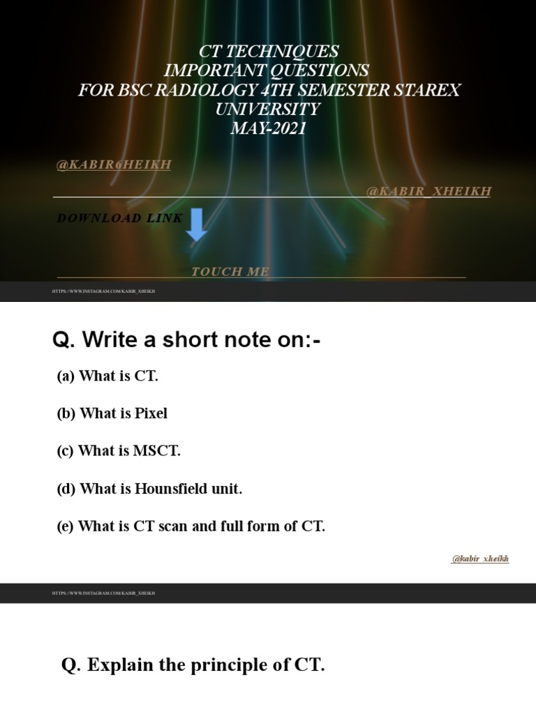 CT Techniques for BSc Radiology | PDF