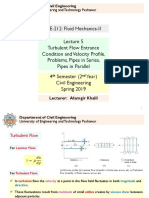 CE-212: Fluid Mechanics-II Turbulent Flow Entrance Condition and Velocity Profile, Problems, Pipes in Series, Pipes in Parallel