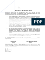 Affidavit of Late Registration: Ricardo Sy Elizabeth de Vera Sy