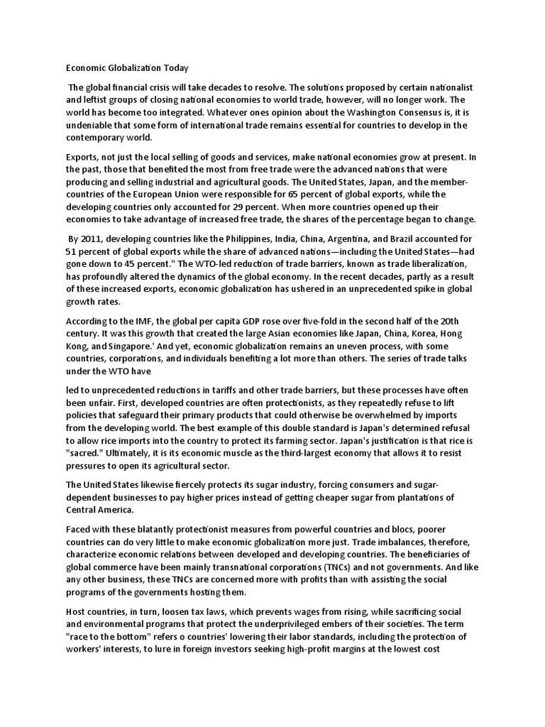 Globalization's Uneven Impact | PDF | Economic Globalization ...