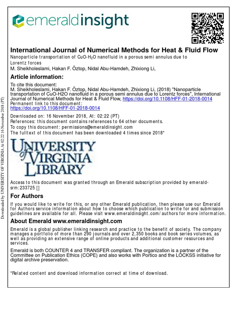 International Journal of Numerical Methods For Heat & Fluid Flow | PDF ...