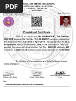 School of Open Learning: Provisional Certificate