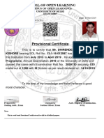 School of Open Learning: Provisional Certificate