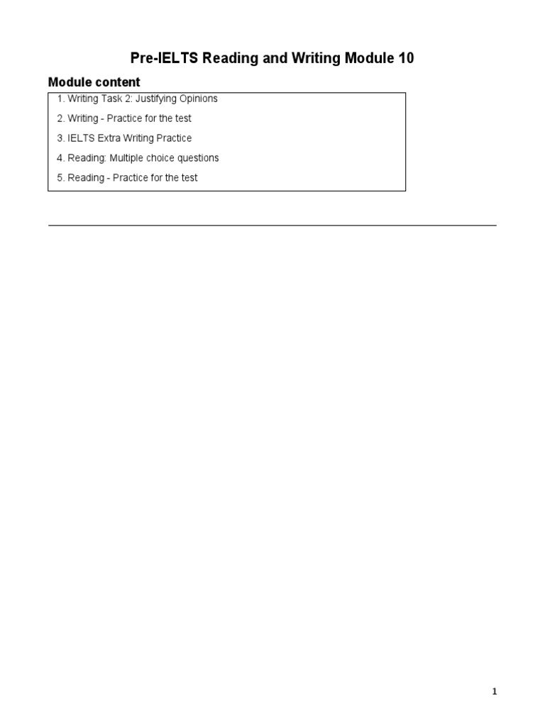 Pre-IELTS Reading & Writing Practice Module | PDF | International ...