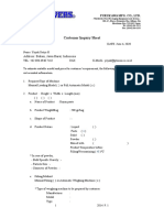 Customer Inquiry Sheet Blank