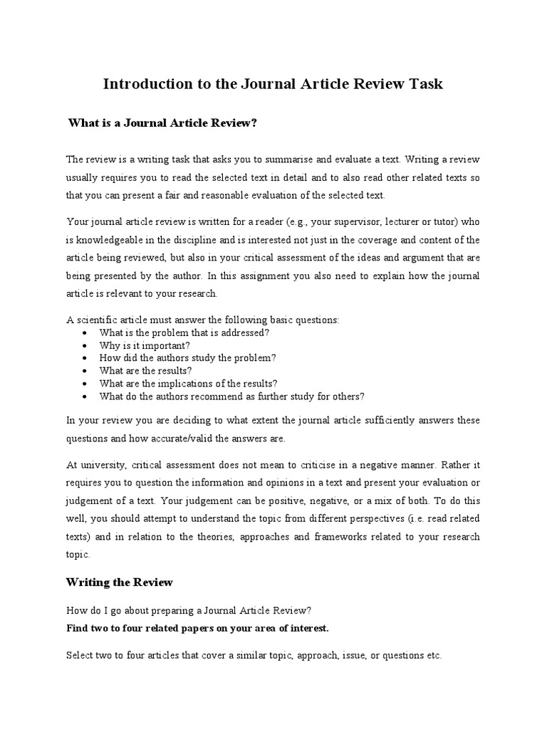 Assignment 3 - Journal Article Review Task Details | PDF | Citation ...