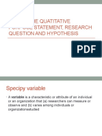 Design The Quatitative Purpose Statement, Research Question