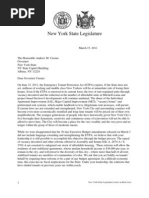 Letter to Gov. Cuomo on Rent Regulation Law