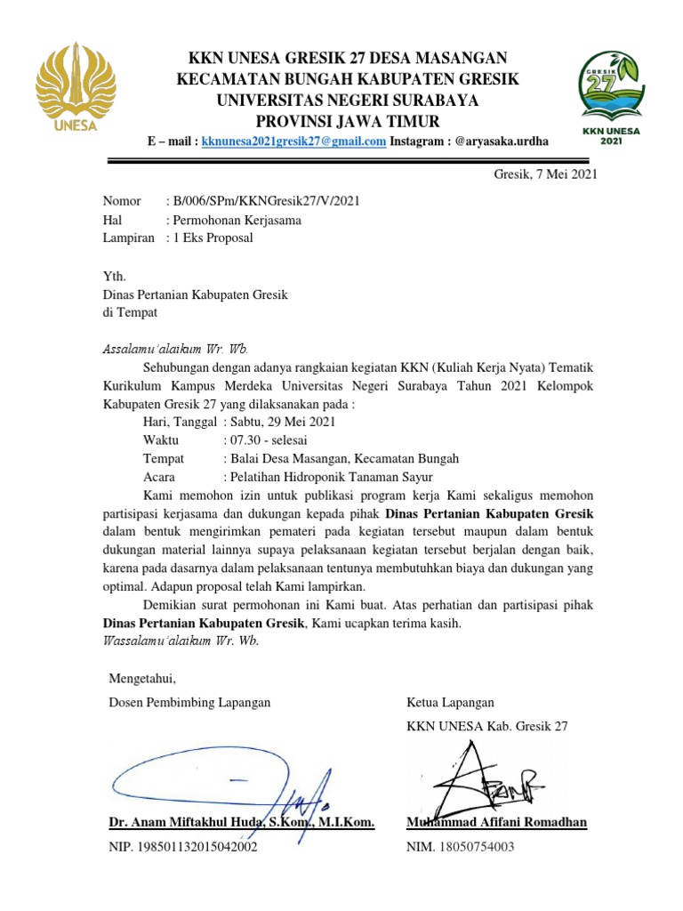 Surat Pengantar Dinas Pertanian | PDF