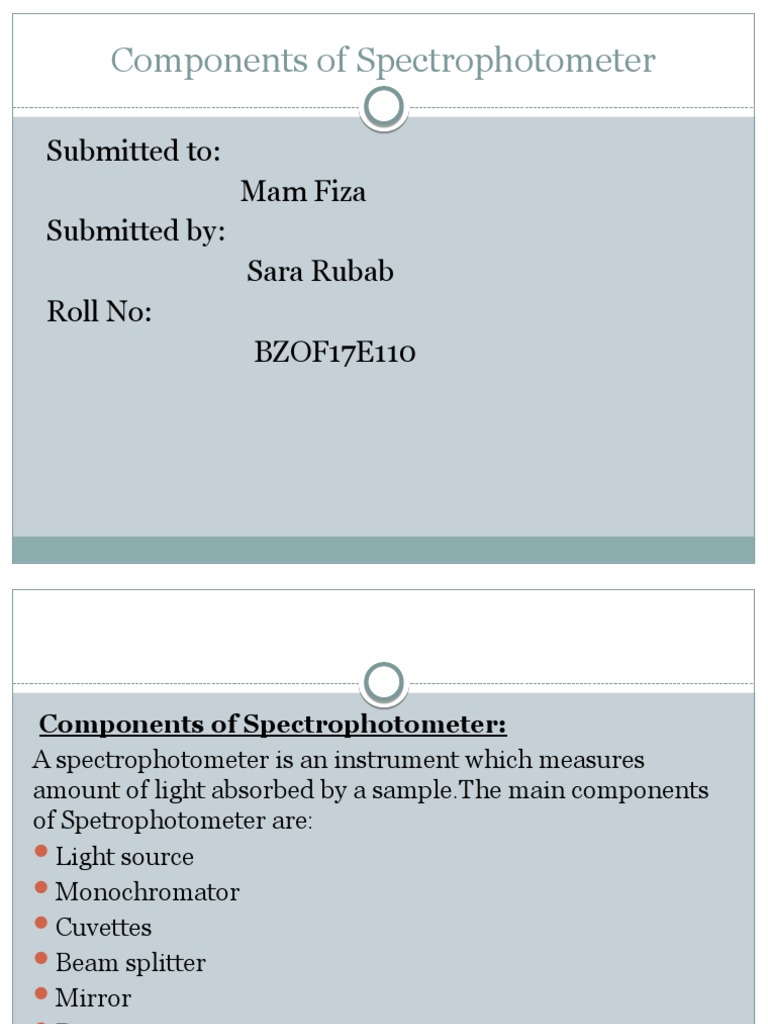 Components of Spectrophotometer4 PDF Spectrophotometry Light