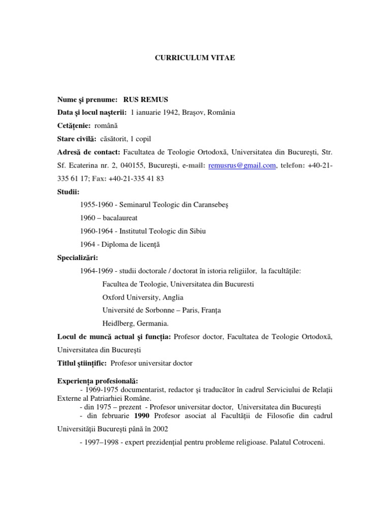Prof. Dr. Remus RUS - CV | PDF