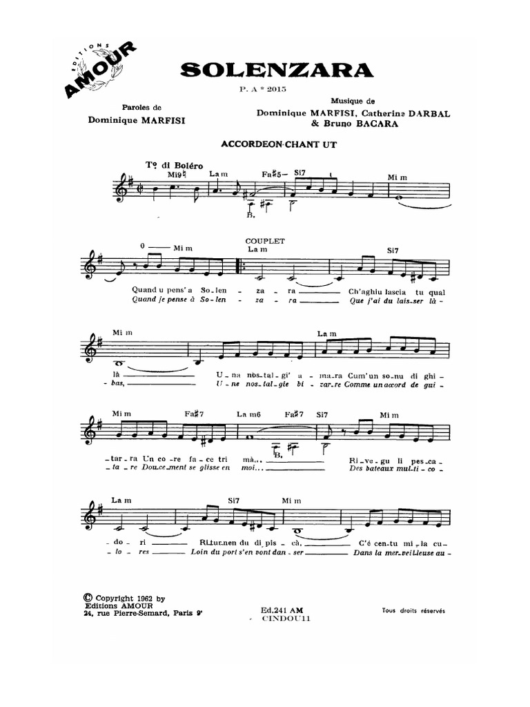Solenzara (Accordéon) PDF