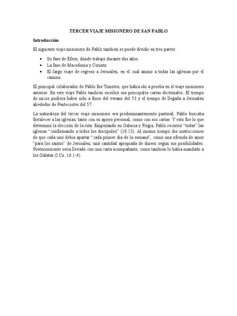 Tercer Viaje Misionero De San Pablo Pdf Epístola A Los Filipenses