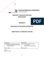 Universiti Teknologi Malaysia Johor Bahru: SEMM3941 Mechanics of Machines Laboratory Vibration of A Composite System