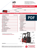 Sit-Down Electric Forklift Operator Daily Checklist Sit-Down Electric Forklift Operator Daily Checklist