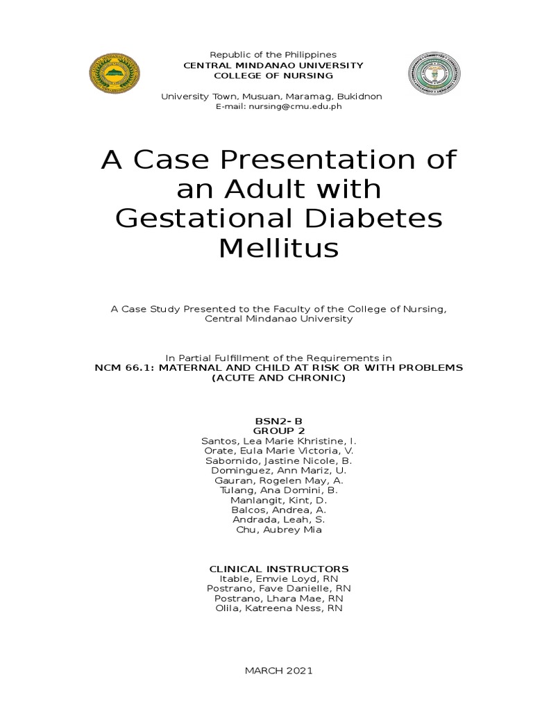 Case Study: Gestational Diabetes Mellitus | PDF | Gestational Diabetes ...