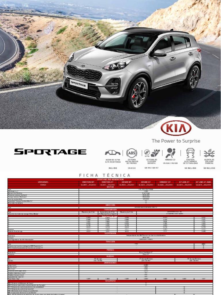 Ficha Tecnica Kia Sportage PDF Sedanes Vehículos