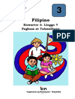 Filipino: Kuwarter 3-Linggo 7 Pagbasa at Talasalitaan