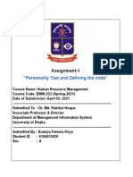 "Personality Test and Defining The Code": Assignment-1