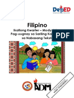 Filipino - Q3 - Mod5 - Pag-Ugnay Sa Sariling Karanasan Sa Nabasang Teksto - v3