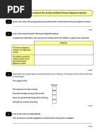 Human Digestive System Questions