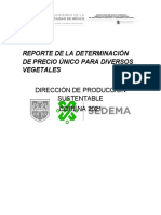 REPORTE DE LA DETERMINACIÓN DE PRECIO ÚNICO PARA DIVERSOS VEGETALES
