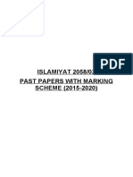 Islamiyat 2058-02 Past Papers WTH Markng Scheme (2015-2020)