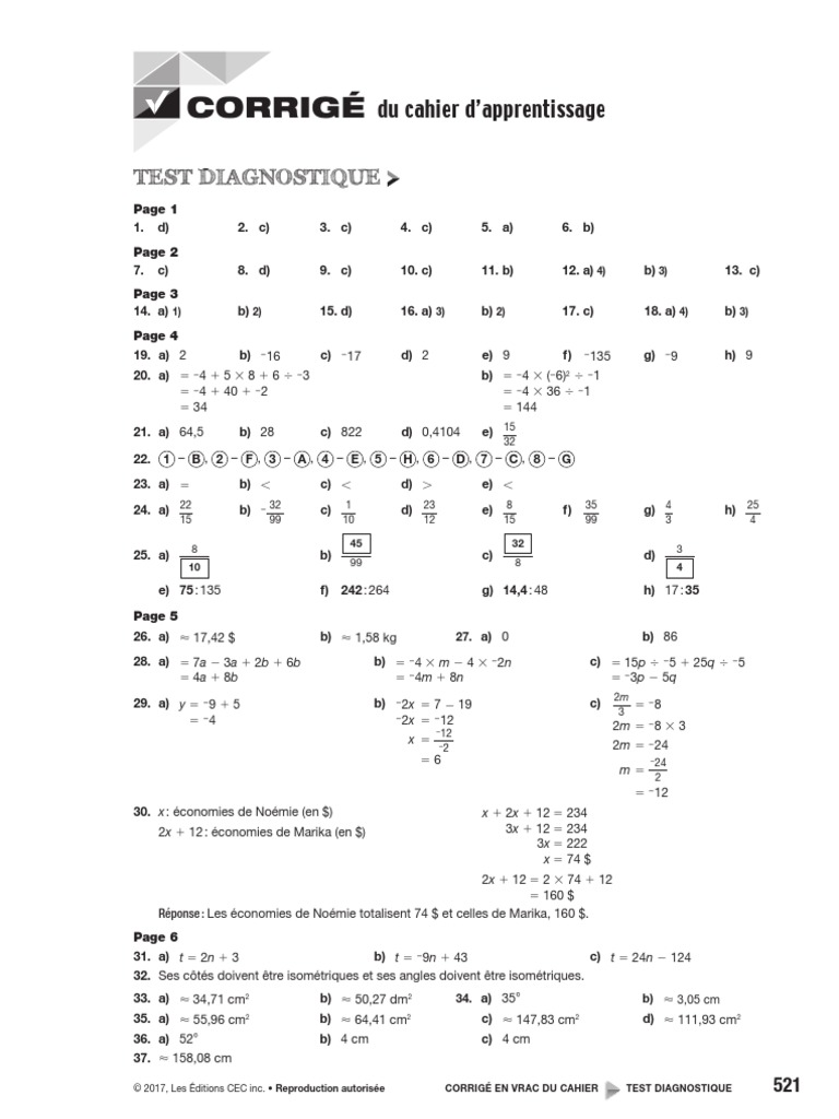 Point De Mire Secondaire 5 Corrigé Pdf Corrigé Point de Mire SEC 3 | PDF | Mathématiques élémentaires |  Enseignement des mathématiques