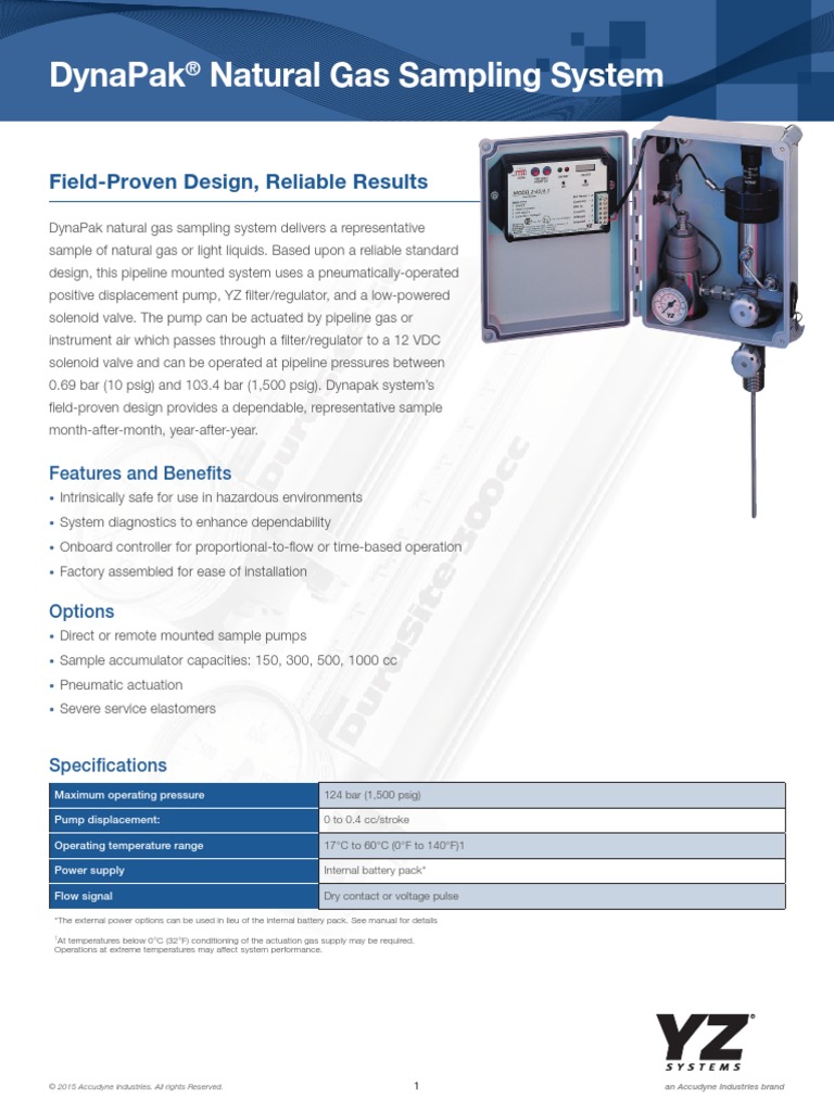 Dynapak Natural Gas Sampling System: Field-Proven Design, Reliable ...