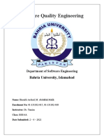 Software Quality Engineering: Bahria University, Islamabad