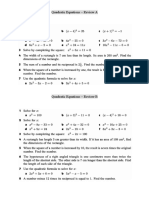 Quadratic Equations - Review A