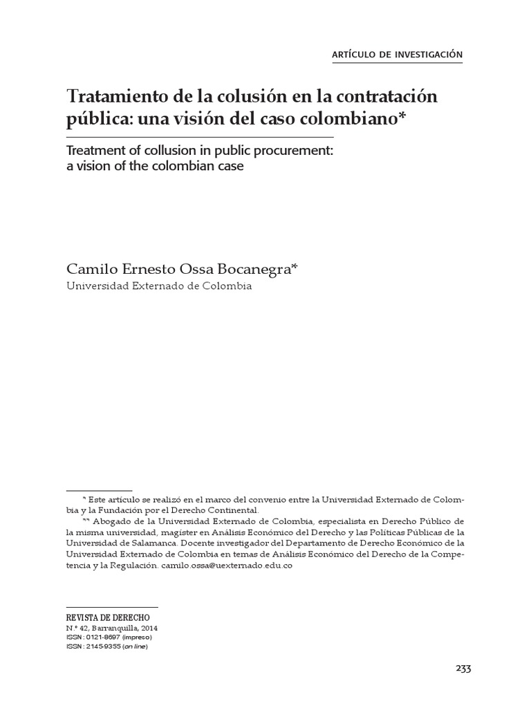 Colusión en contratación pública en Colombia | PDF | Monopolio | Multa ...