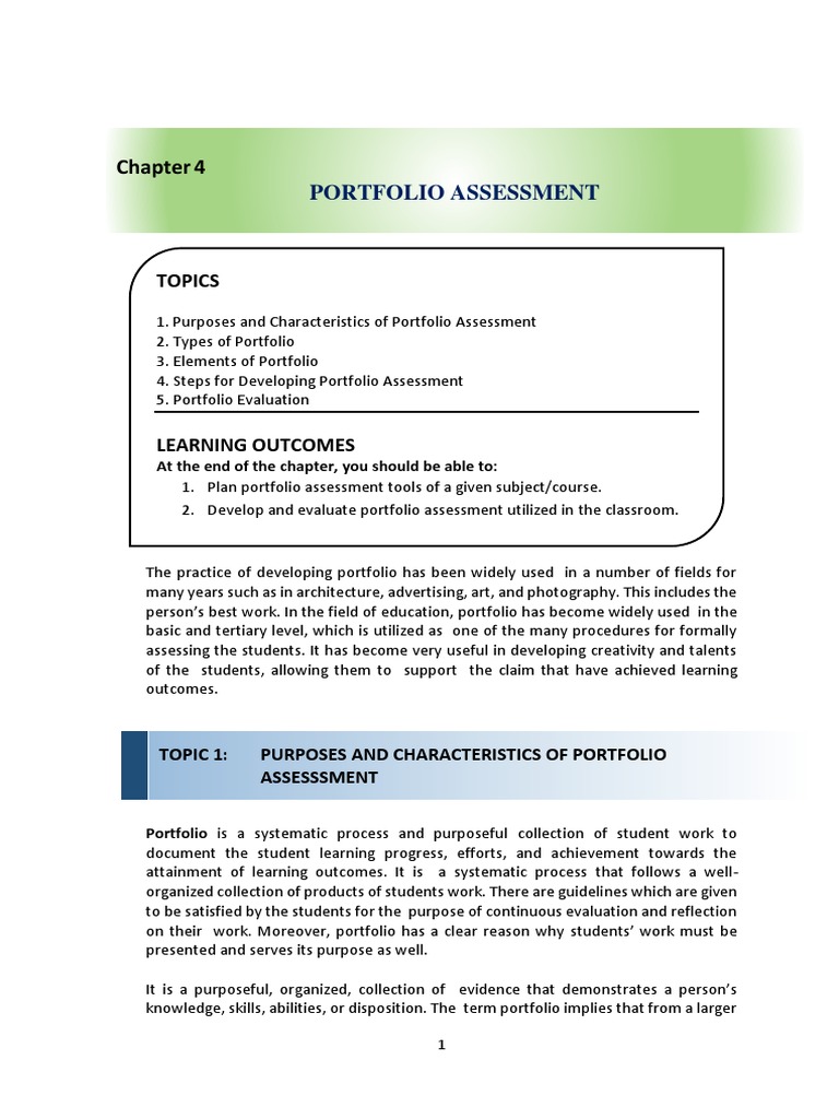 Understanding Portfolio Assessment | PDF | Educational Assessment ...
