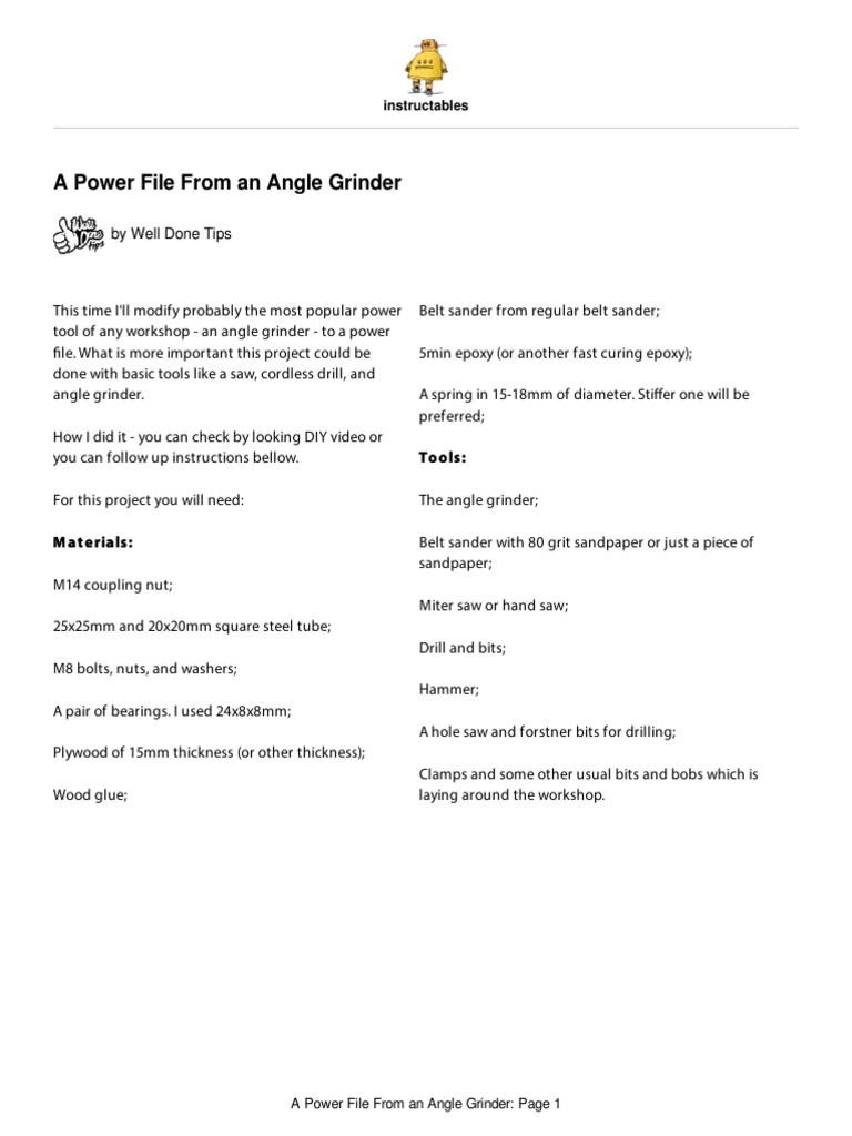 Power File Conversion from Angle Grinder | PDF | Art