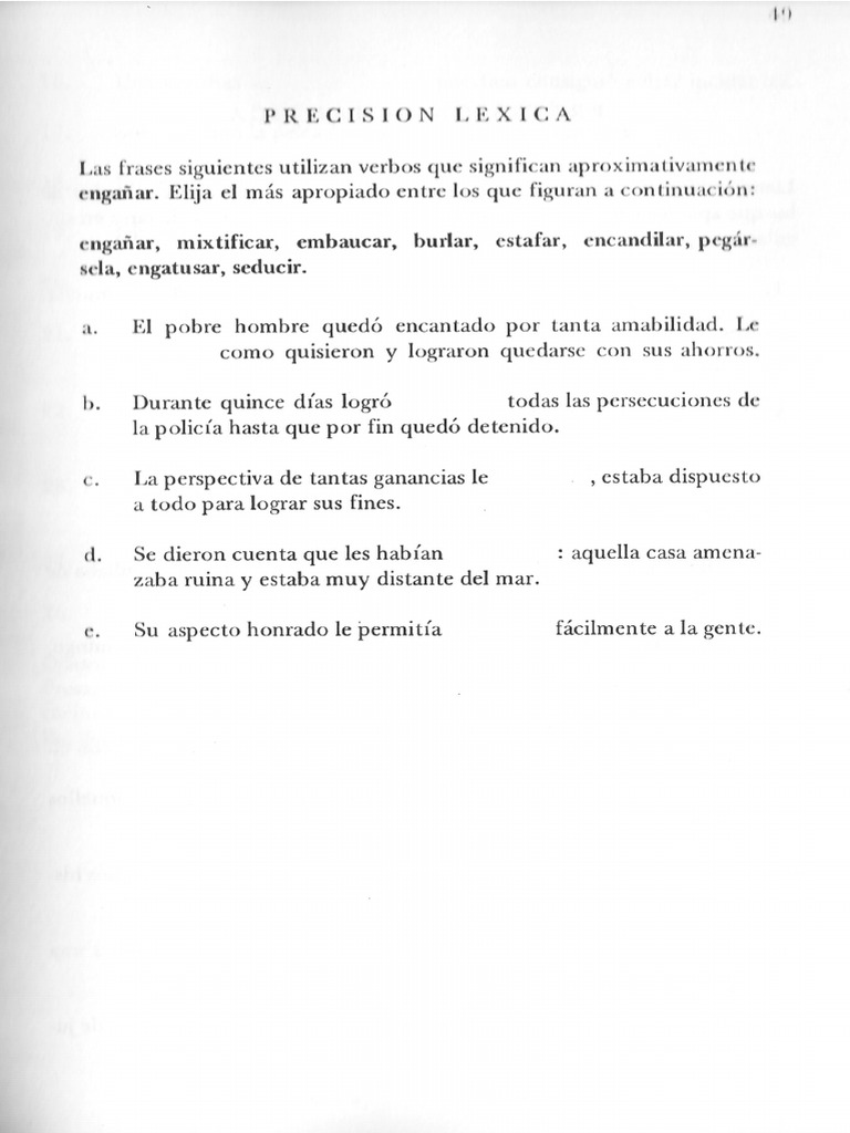 Ejercicios de Precision Lexica y Semantica | PDF