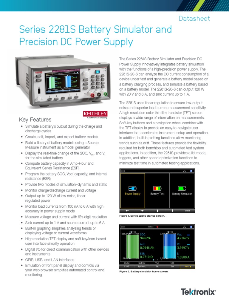 Series 2281S Battery Simulator and Precision DC Power Supply PDF