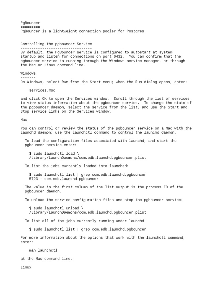 PgBouncer Configuration and Management Guide | PDF | Postgre Sql | User ...