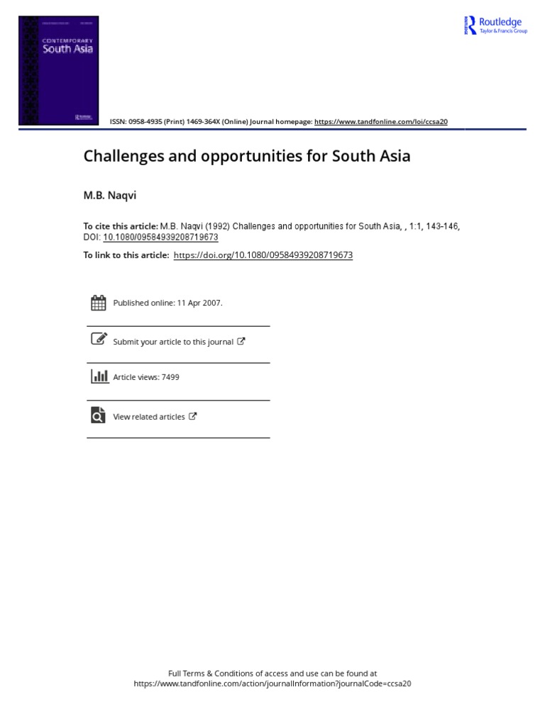 Challenges and Opportunities For South Asia | PDF | South Asia | Unrest
