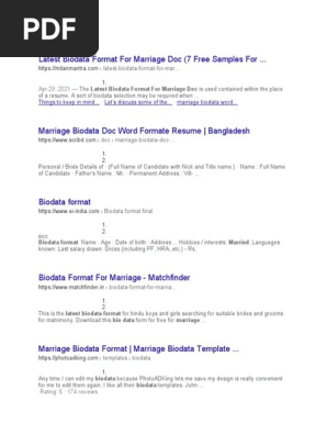 Latest Biodata Format For Marriage Doc