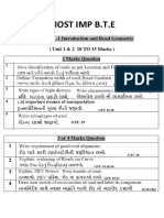 Most Imp B.T.E: Assignment - 1 Introduction and Road Geometric (Unit 1 & 2 10 TO 15 Marks) 2 Marks Question