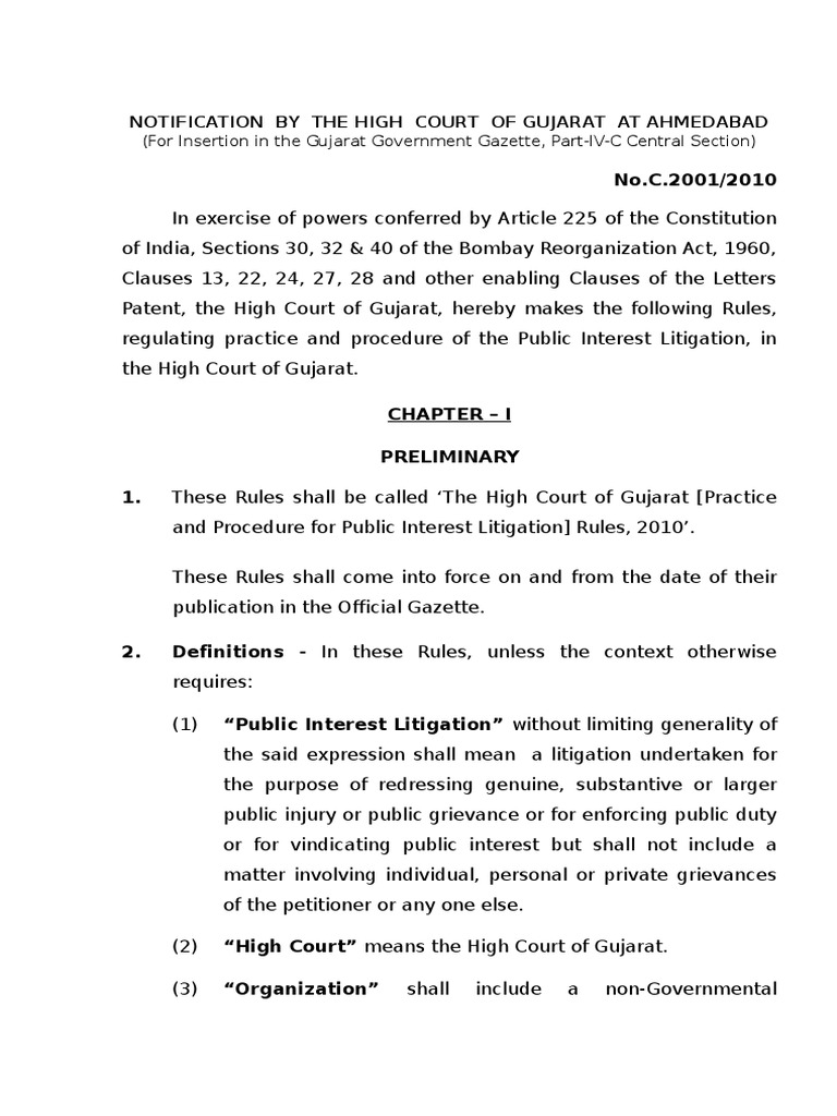 Gujarat PIL Rules and Procedures 2010 | PDF | Lawsuit | Justice