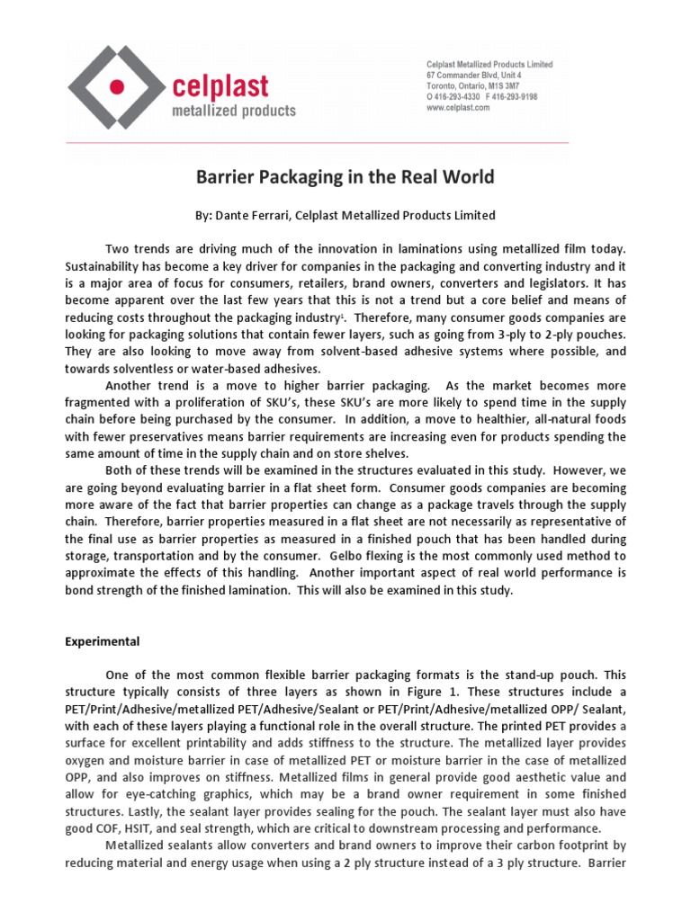 Sustainable Barrier Packaging Trends | PDF | Adhesive | Lamination