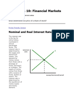 Lecture 10: Financial Markets: Nominal and Real Interest Rates