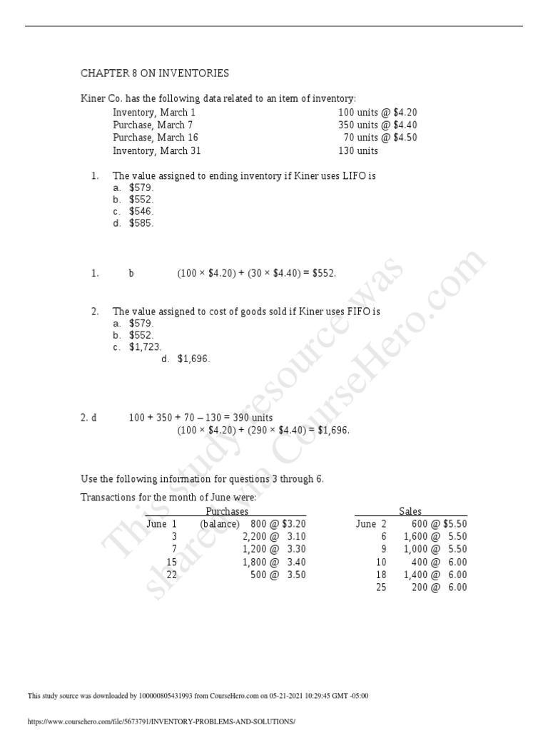 Inventory Valuation Methods Explained | PDF