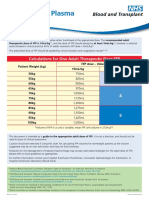 Fresh Frozen Plasma (FFP) Dosage: Calculations For One Adult Therapeutic Dose FFP