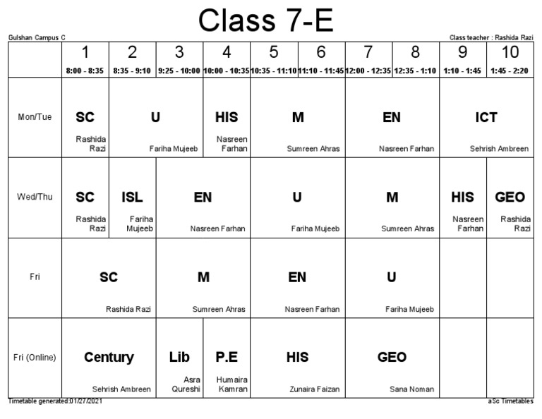 Class 7E | PDF