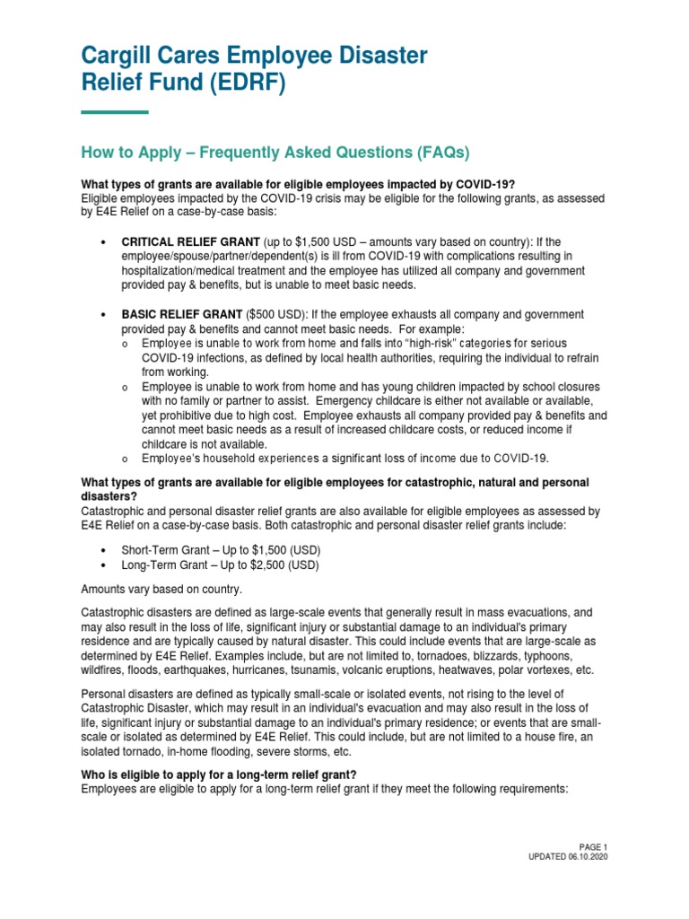 EDRF - Apply FAQs - E4E VERSION FINAL | PDF | Natural Disasters | Emergency  Management