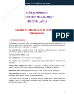 Course Summary Production Management Chapter 1 and 2