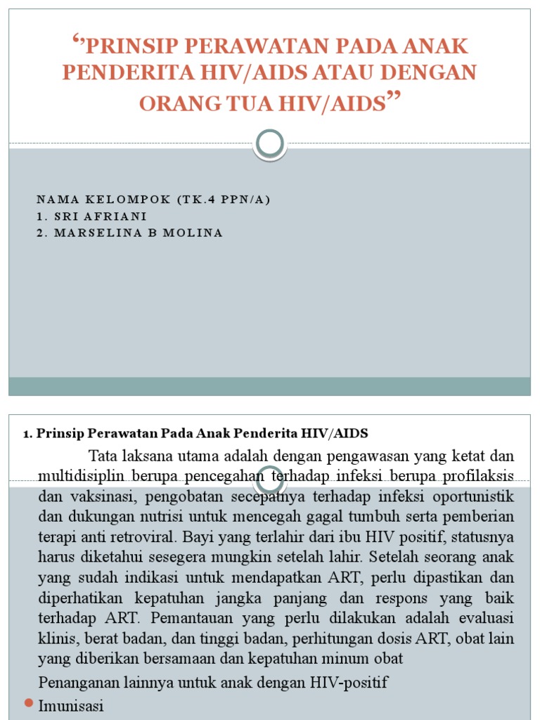 'Prinsip Perawatan Pada Anak Penderita Hiv/Aids Atau Dengan Orang Tua ...